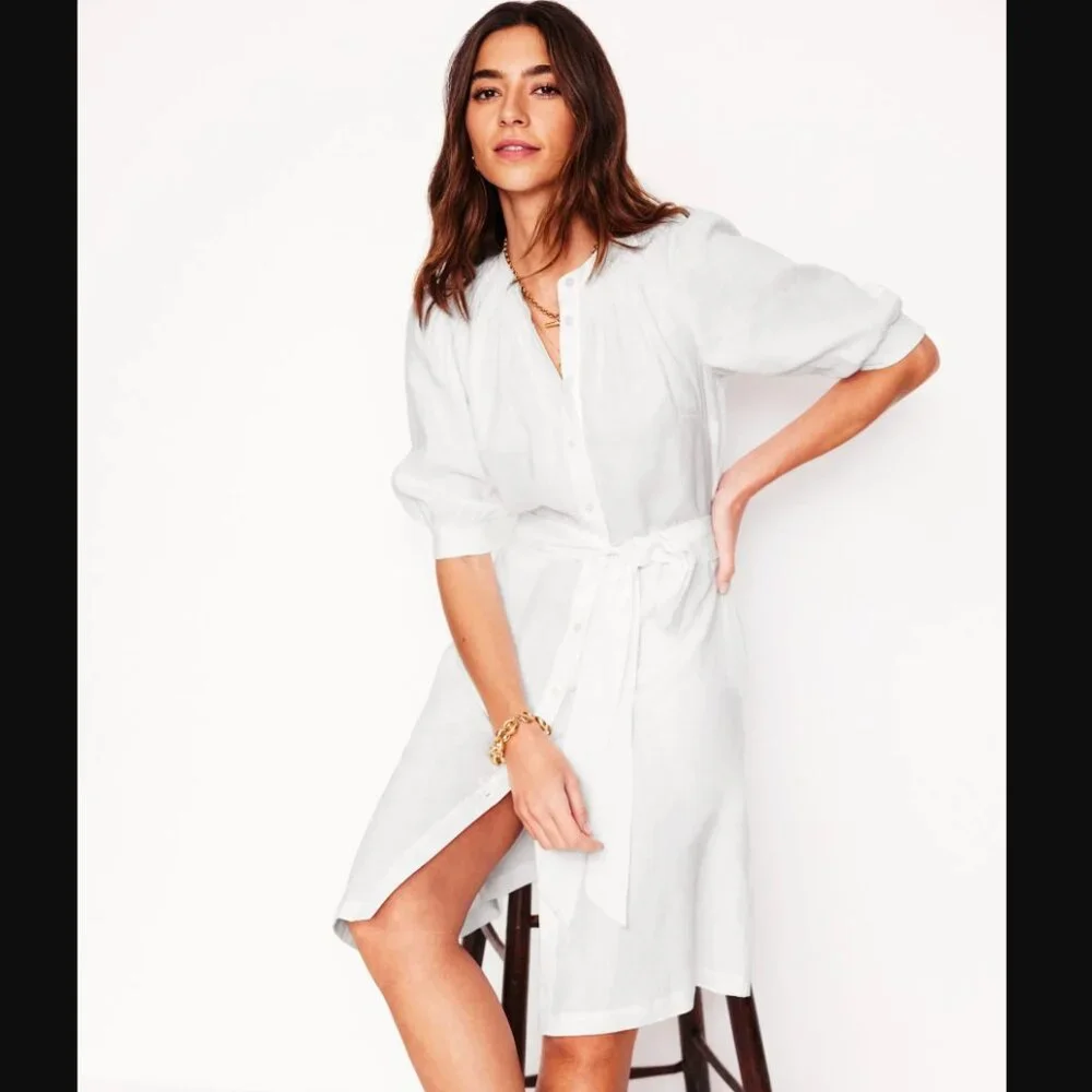 White linen dress - Size 12 Long - Picture 1 of 8
